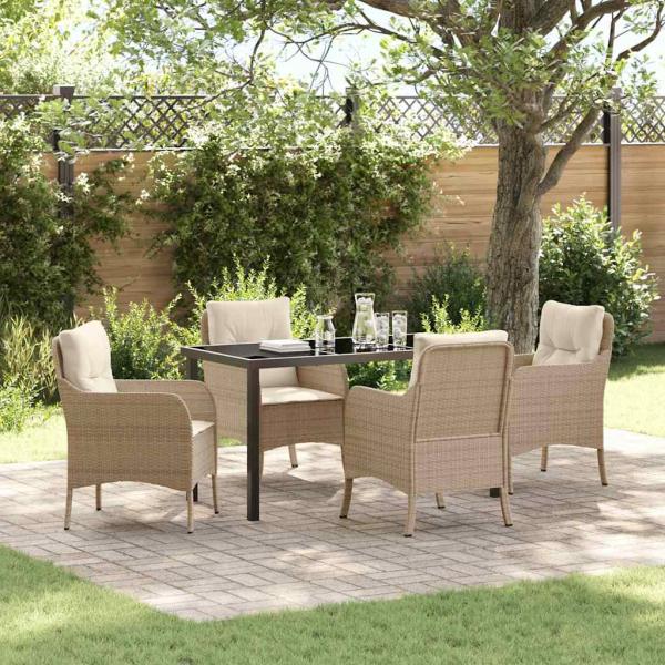 ARDEBO.de - 5-teiliges Gartenset mit Kissen Beige Poly-Rattan