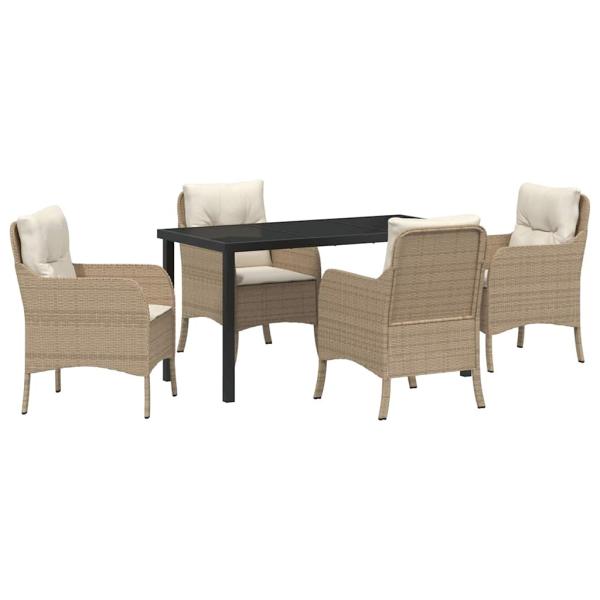 5-teiliges Gartenset mit Kissen Beige Poly-Rattan