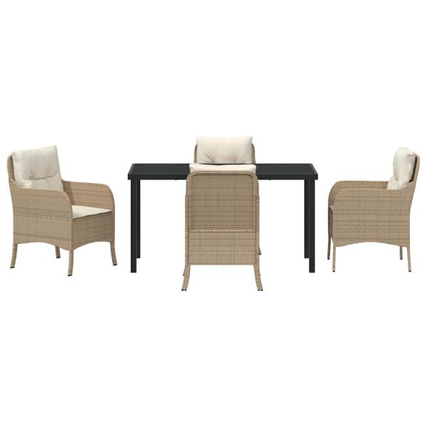 5-teiliges Gartenset mit Kissen Beige Poly-Rattan