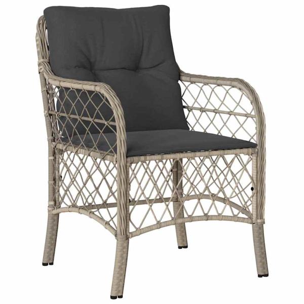 7-teiliges Garten-Esszimmer-Set mit Kissen Hellgrauer Poly-Rattan