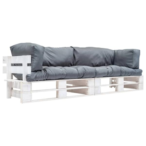 ARDEBO.de - 2-tlg. Garten-Palettensofa-Set Kissen in Grau Kiefernholz