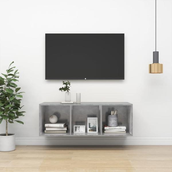 ARDEBO.de - TV-Wandschrank Betongrau 37x37x107 cm Holzwerkstoff