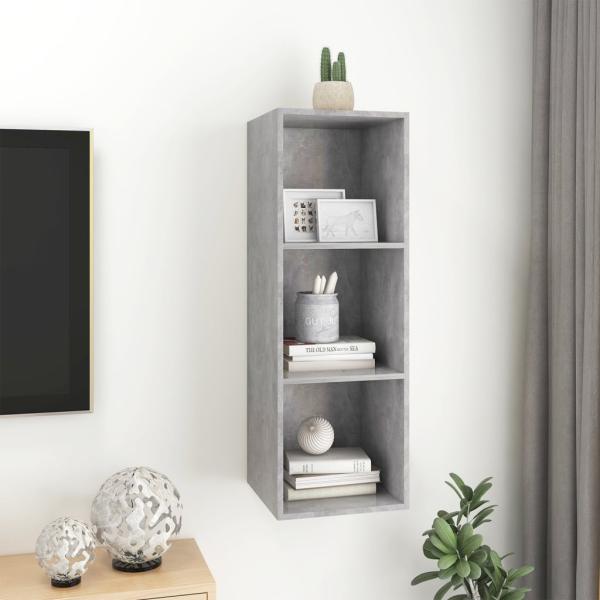 TV-Wandschrank Betongrau 37x37x107 cm Holzwerkstoff