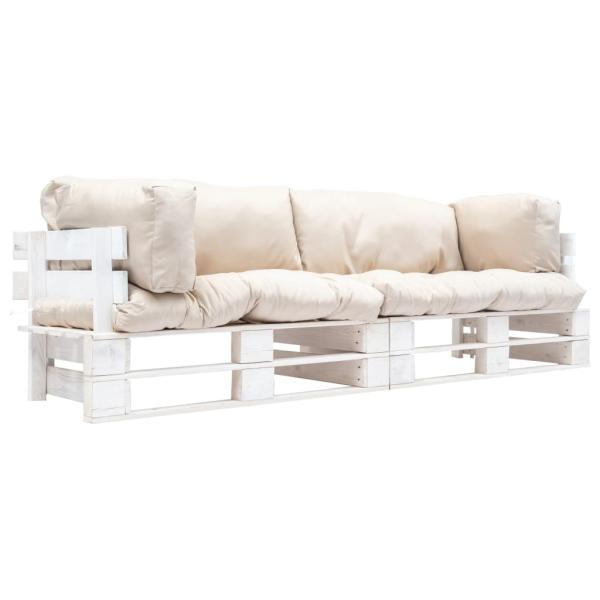 ARDEBO.de - 2-tlg. Garten-Palettensofa-Set Kissen in Sandfarben Kiefernholz