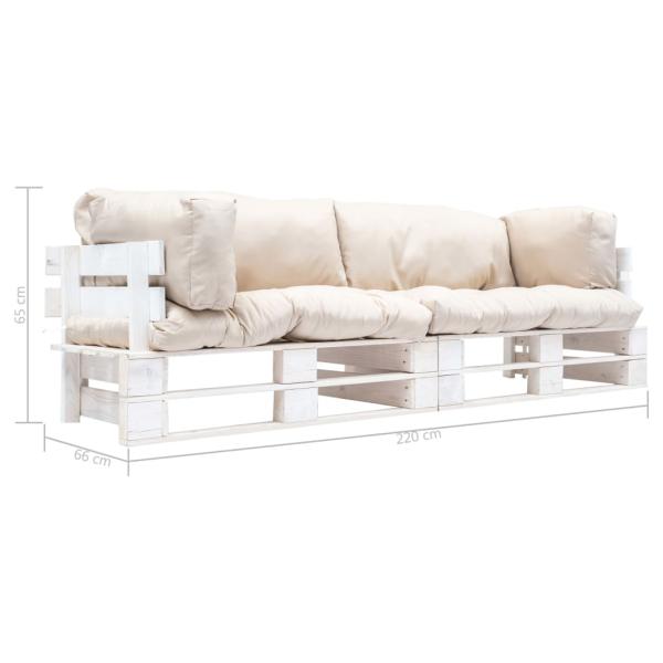 2-tlg. Garten-Palettensofa-Set Kissen in Sandfarben Kiefernholz