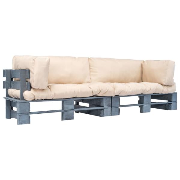 ARDEBO.de - 2-tlg. Outdoor-Sofa-Set Paletten Kissen Sandfarben Kiefernholz