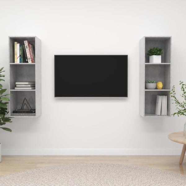ARDEBO.de - TV-Wandschränke 2 Stk. Betongrau Holzwerkstoff