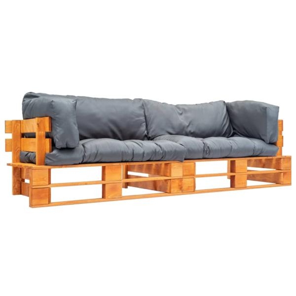 ARDEBO.de - 2-tlg. Garten-Palettensofa-Set Kissen in Grau Kiefernholz