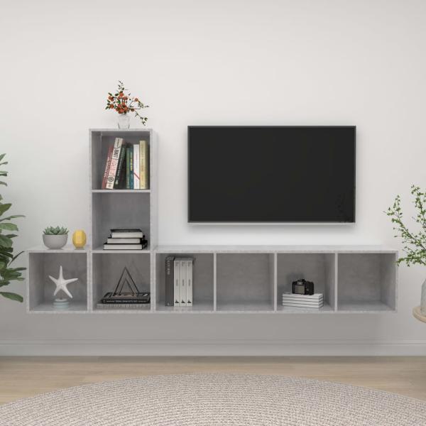 ARDEBO.de - 3-tlg. TV-Schrank-Set Betongrau Holzwerkstoff