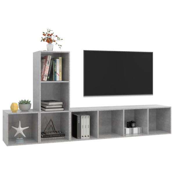 3-tlg. TV-Schrank-Set Betongrau Holzwerkstoff