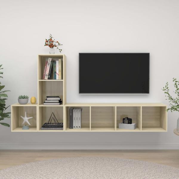 ARDEBO.de - 3-tlg. TV-Schrank-Set Sonoma-Eiche Holzwerkstoff
