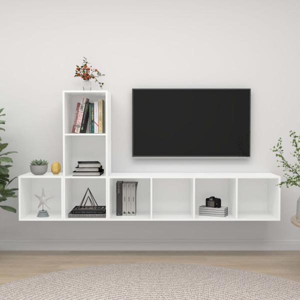 ARDEBO.de - 3-tlg. TV-Schrank-Set Weiß Holzwerkstoff
