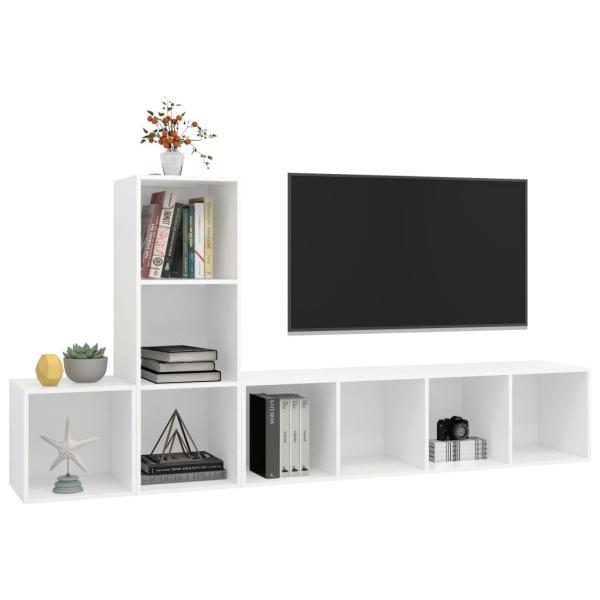 3-tlg. TV-Schrank-Set Weiß Holzwerkstoff