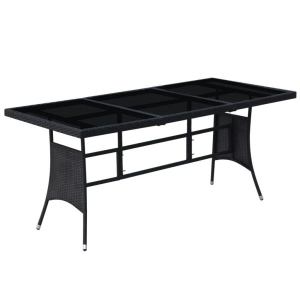 9-tlg. Garten-Essgruppe mit Kissen Poly Rattan Schwarz