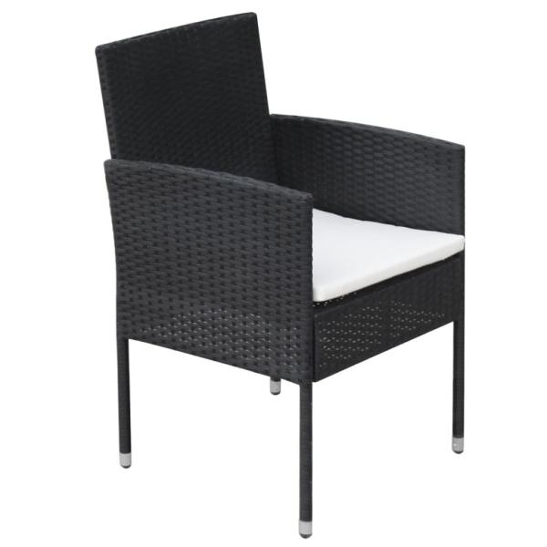 9-tlg. Garten-Essgruppe mit Kissen Poly Rattan Schwarz