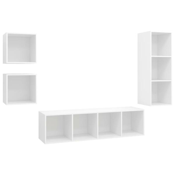 4-tlg. TV-Schrank-Set Weiß Holzwerkstoff