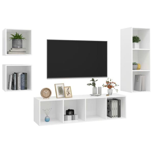 4-tlg. TV-Schrank-Set Weiß Holzwerkstoff