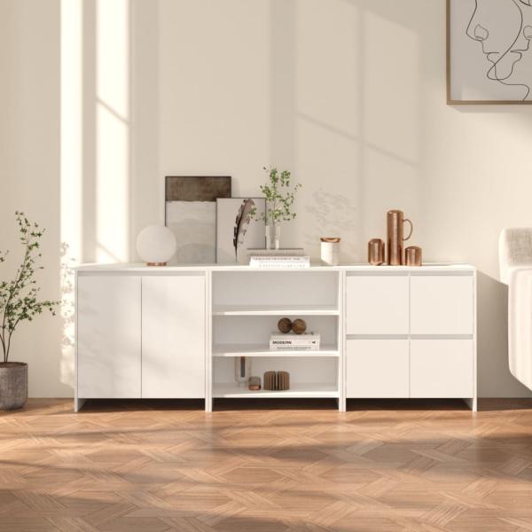 ARDEBO.de - 3-tlg. Sideboard Weiß Holzwerkstoff