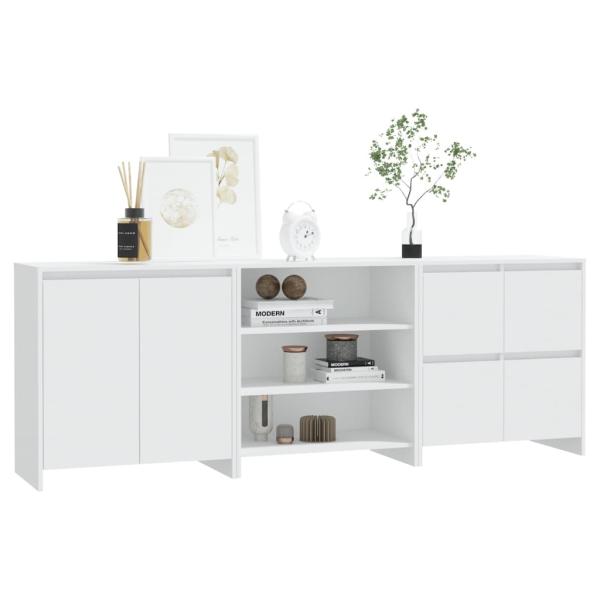 3-tlg. Sideboard Weiß Holzwerkstoff