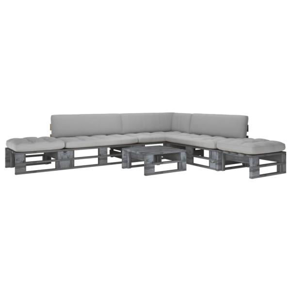 ARDEBO.de - 6-tlg. Paletten-Lounge-Set Grau Imprägniertes Kiefernholz