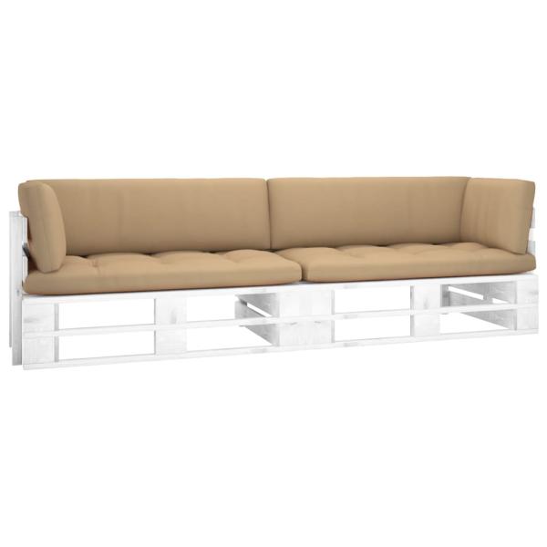 ARDEBO.de - 2-Sitzer-Palettensofa Weiß Imprägniertes Kiefernholz