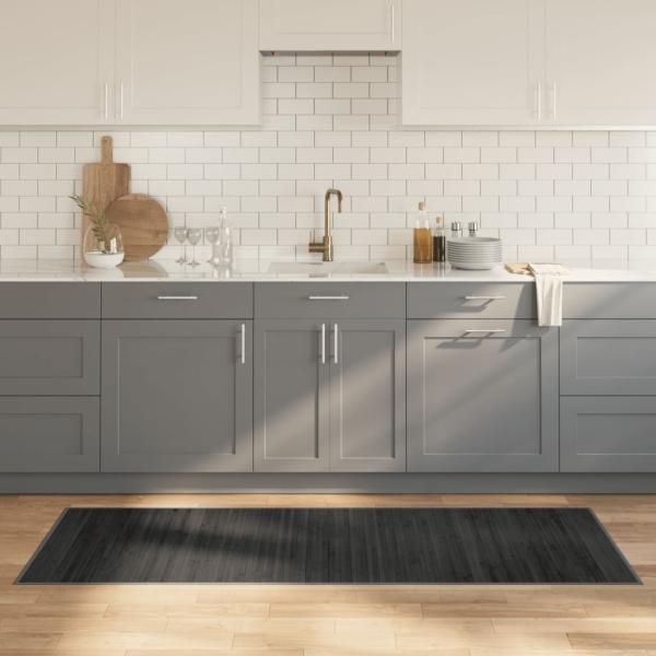 ARDEBO.de - Teppich Rechteckig Grau 70x200 cm Bambus