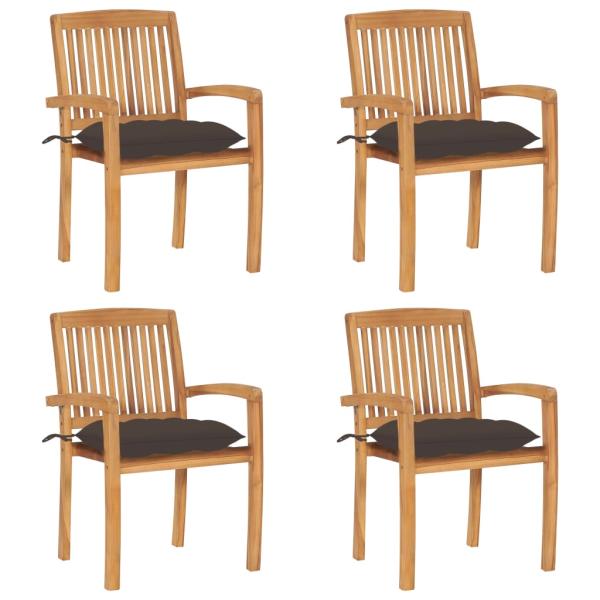 ARDEBO.de - Stapelbare Gartenstühle mit Kissen 4 Stk. Massivholz Teak