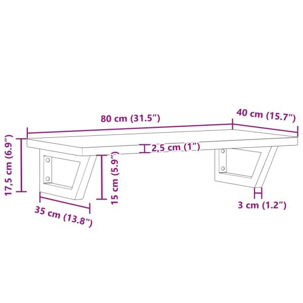 Waschbeckenregal Wandmontage Stahl und Massivholz Buche