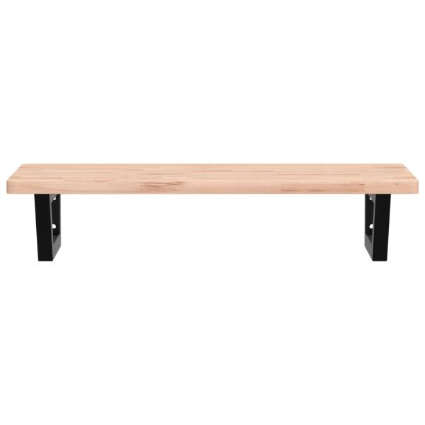 Waschbeckenregal Wandmontage Stahl und Massivholz Buche