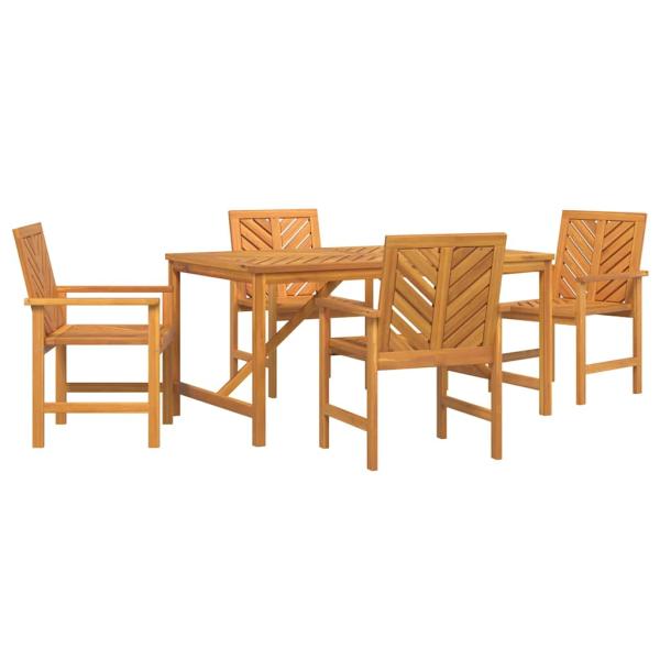 4-teiliges Garten Esstischset Massivholz Akazie