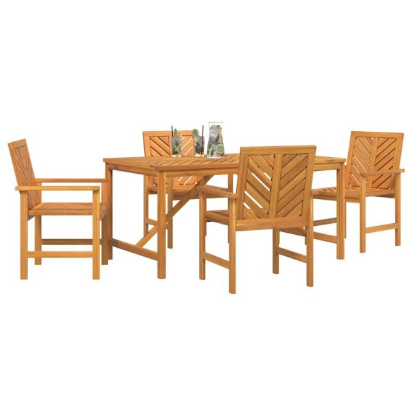 4-teiliges Garten Esstischset Massivholz Akazie