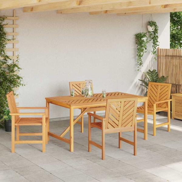 4-teiliges Garten Esstischset Massivholz Akazie