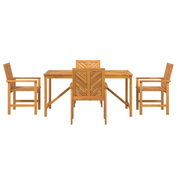 4-teiliges Garten Esstischset Massivholz Akazie