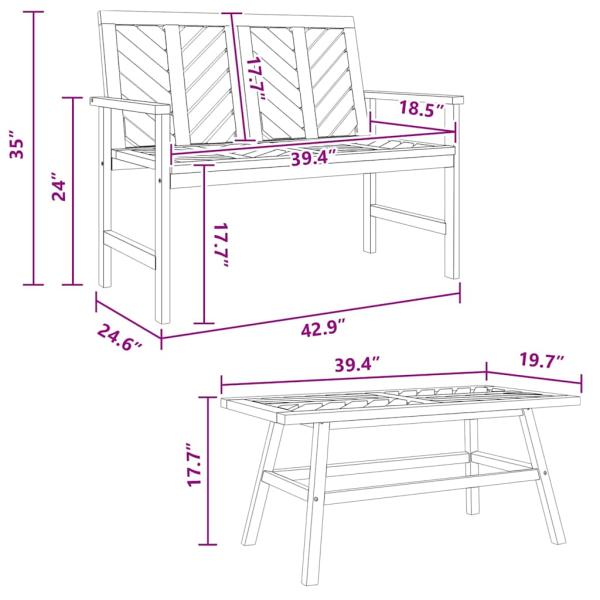 4-teilige Garten Lounge Set Massivholz Akazie