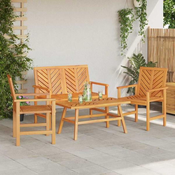 4-teilige Garten Lounge Set Massivholz Akazie
