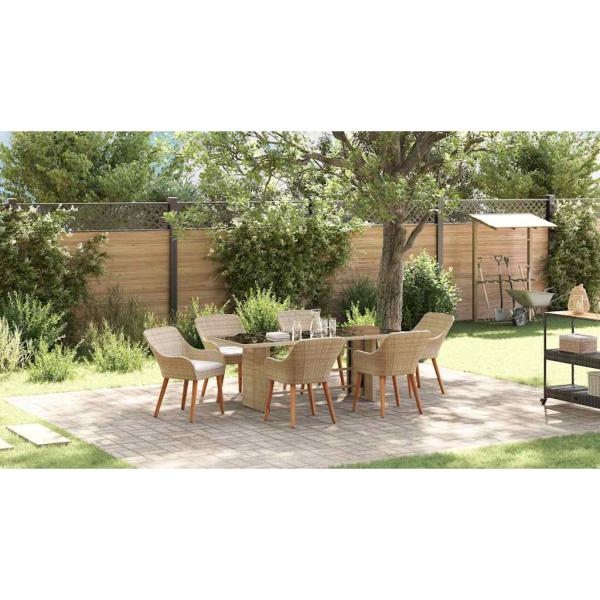 Garten Essgruppe mit Kissen 7 pcs Beige Poly-Rattan