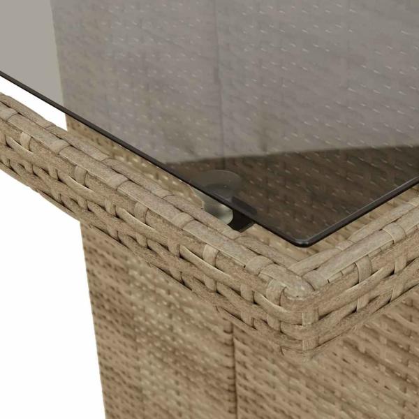 9-teiliges Garten Esstisch Set Beige Poly Rattan