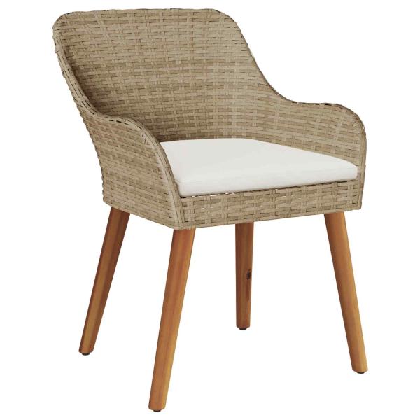 9-teiliges Garten Esstisch Set Beige Poly Rattan