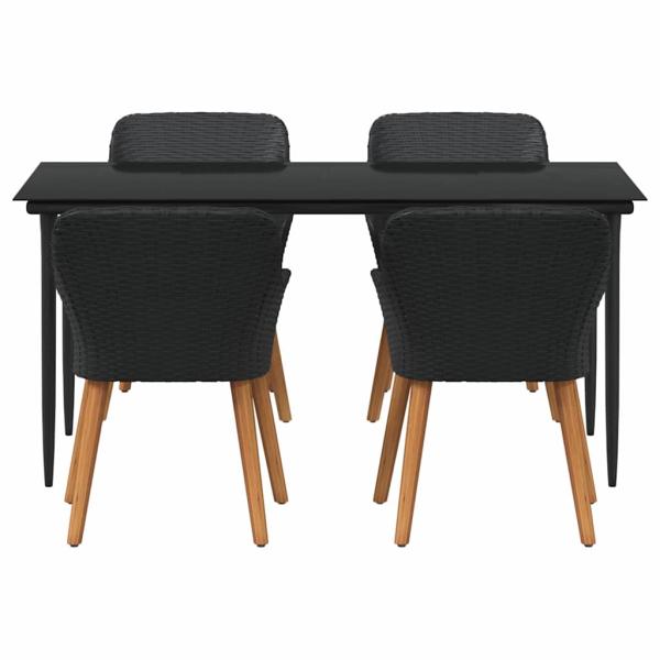 5-Teiliges Garten-Dining-Set Schwarz Poly-Rattan