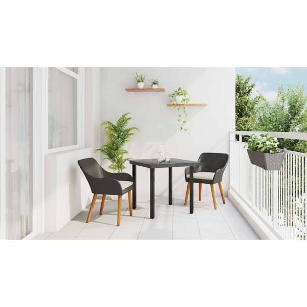 Garten Essgruppe mit Kissen 3 pcs Schwarz Poly-Rattan