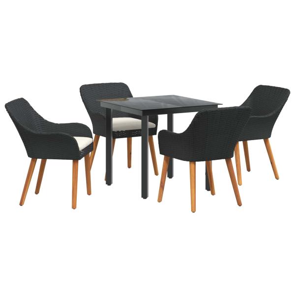 Garten Essgruppe mit Kissen 5 pcs Schwarz Poly-Rattan