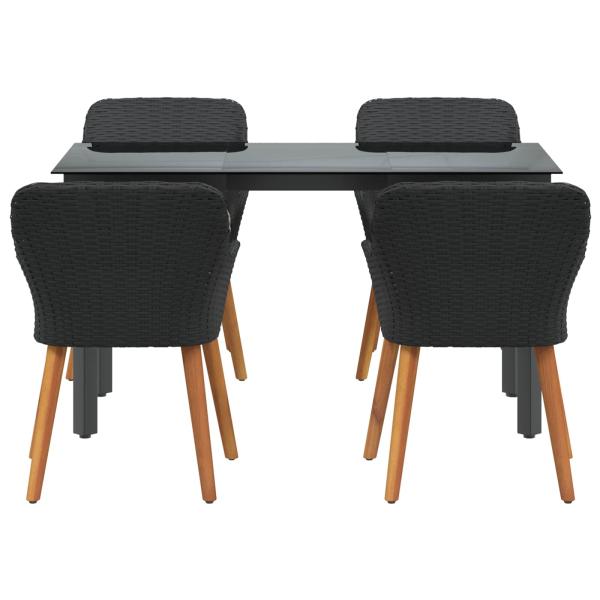 Garten Essgruppe mit Kissen 5 pcs Schwarz Poly-Rattan