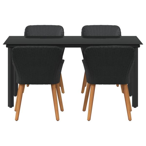 Garten Essgruppe mit Kissen 5 pcs Schwarz Poly-Rattan
