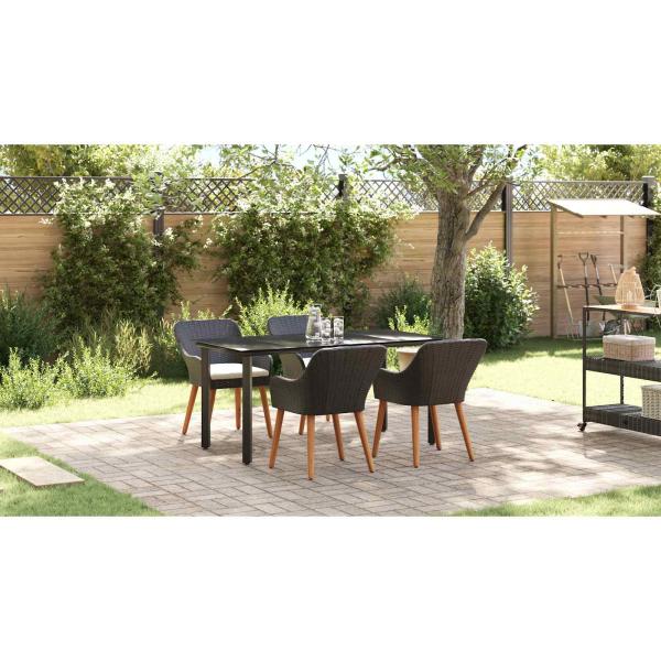 Garten Essgruppe mit Kissen 5 pcs Schwarz Poly-Rattan
