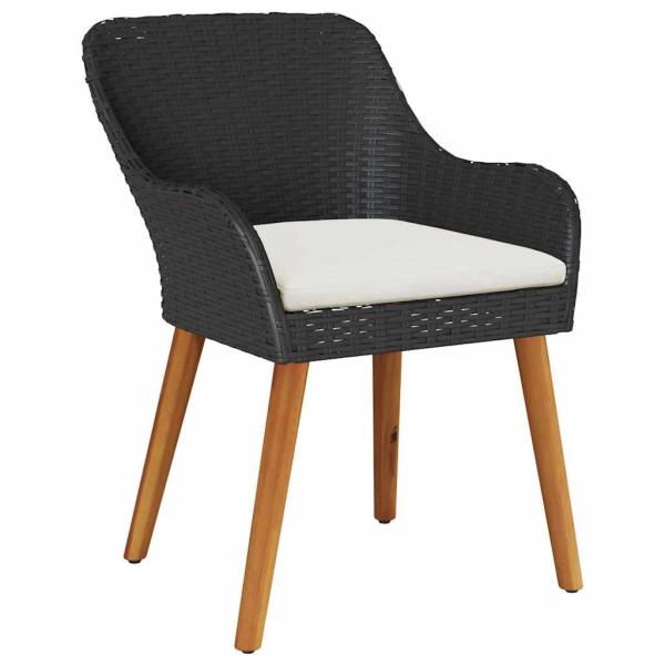 7-teiliges Garten Esstisch Set Schwarzes Poly Rattan