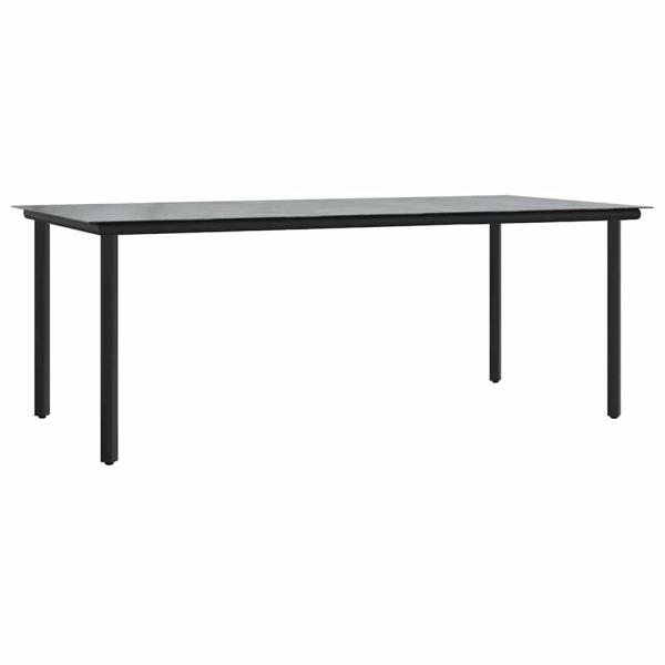 7-teiliges Garten Esstisch Set Schwarz Poly Rattan