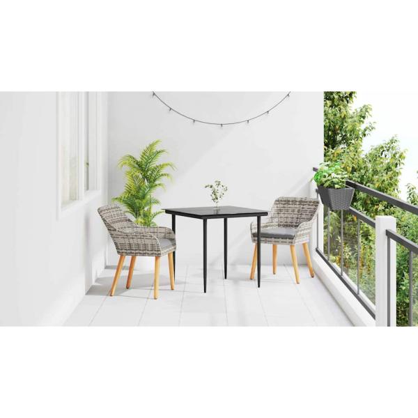 Garten Essgruppe mit Kissen 3 pcs Grau Poly-Rattan