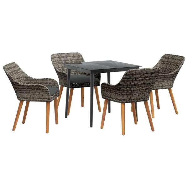 5-teiliges Garten-Essgruppe Grau Poly-Rattan