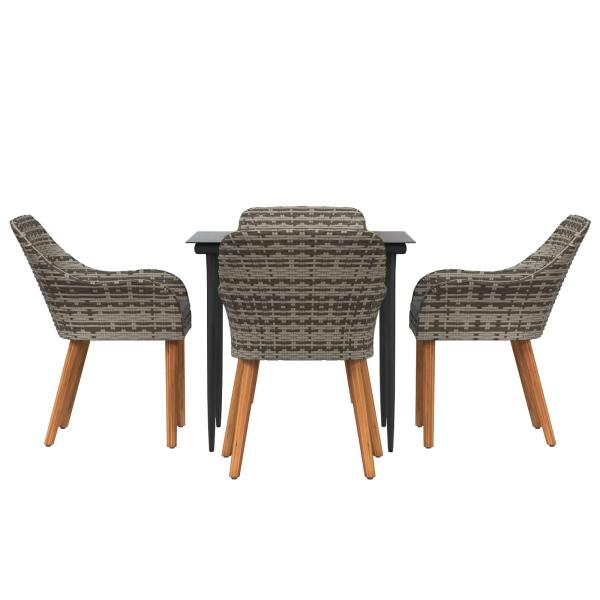 Garten Essgruppe mit Kissen 5 pcs Grau Poly-Rattan