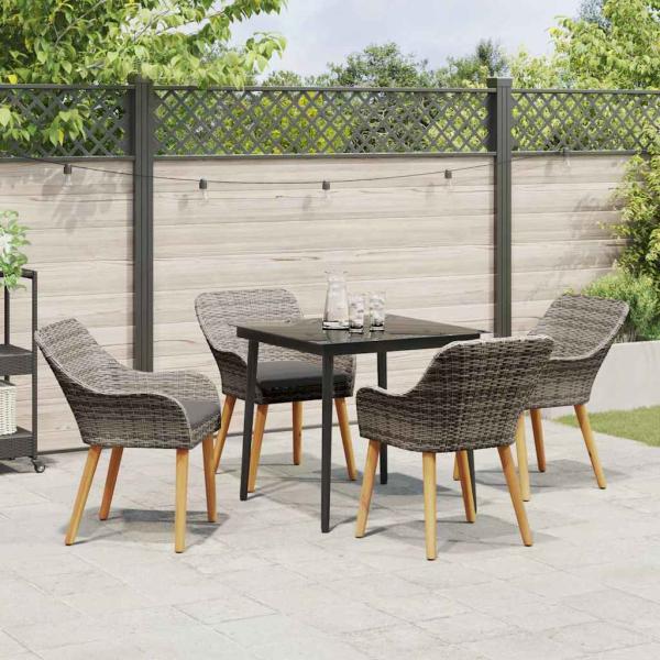 5-teiliges Garten-Essgruppe Grau Poly-Rattan